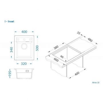 Мойка кухонная прямоугольная Alveus (Алвеус) Granital Atrox 10 Beige-G55 (1139769) с сифоном