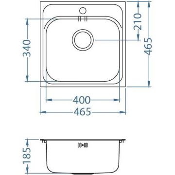 Мойка кухонная квадратная Alveus (Алвеус) Basic 140 Нержавеющая сталь Satin (1100905) с сифоном