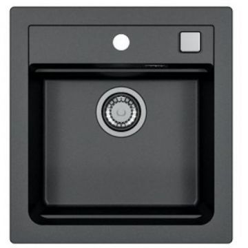 Мойка кухонная квадратная Alveus (Алвеус) Granital Atrox 20 Carbon-G91 (1131990) с сифоном