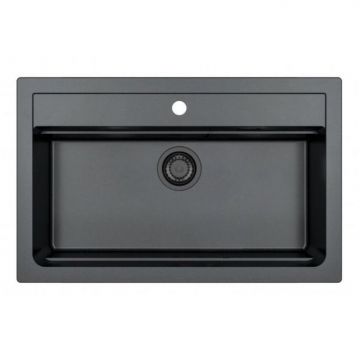 Мойка кухонная прямоугольная Alveus (Алвеус) Granital Atrox 40 Carbon-G91 Black edition (1148163) с сифоном 1148149 BL
