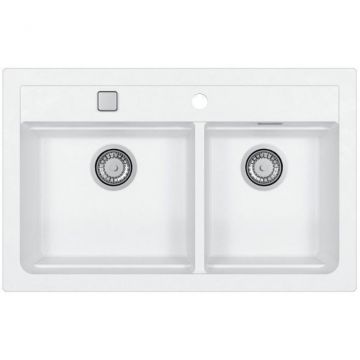 Мойка кухонная прямоугольная Alveus (Алвеус) Granital Atrox 50 Arctic-G11 (1131997) с сифоном