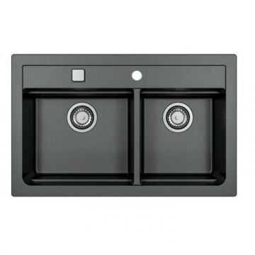 Мойка кухонная прямоугольная Alveus Granital Atrox 50 Carbon-G91 (1132002) с сифоном