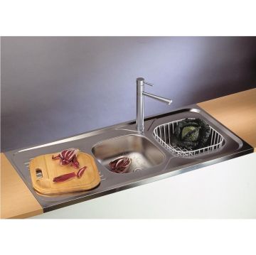 Мойка кухонная прямоугольная Alveus (Алвеус) Classic 100 Нержавеющая сталь Satin (1009084) с сифоном