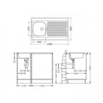 Мойка кухонная прямоугольная Alveus (Алвеус) Classic 70 Нержавеющая сталь NAT (1108745) с сифоном