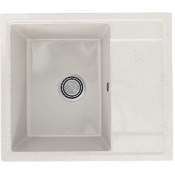 Мойка кухонная Practik из искусственного камня прямоугольная без сифона PR-575, цвет: белый камень, база: 55.5х47 см, арт. PR-575-001