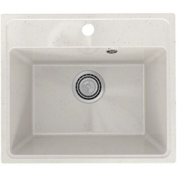 Мойка кухонная Practik из искусственного камня прямоугольная без сифона PR-M-490, цвет: белый камень, база: 46.5х39.5 см, арт. PR-M-490-001
