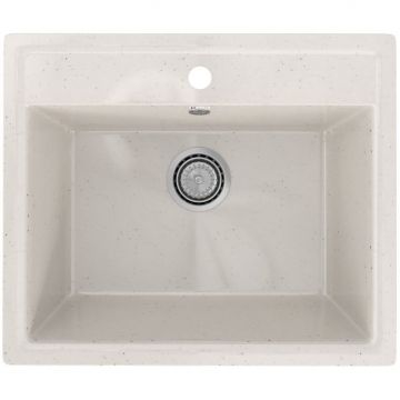 Мойка кухонная Practik из искусственного камня прямоугольная без сифона PR-M-565, цвет: белый камень, база: 54х47 см, арт. PR-M-565-001