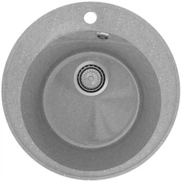Мойка кухонная Practik из искусственного камня круглая без сифона PR-475, цвет: светло-серый, база: 45х45 см, арт. PR-475-003