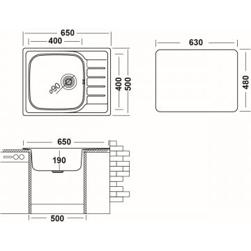 Мойка кухонная Ukinox из нержавейки  Гранд, цвет: стальной, база: 48х63 см, арт. GRL650.500 -GT8K 1R