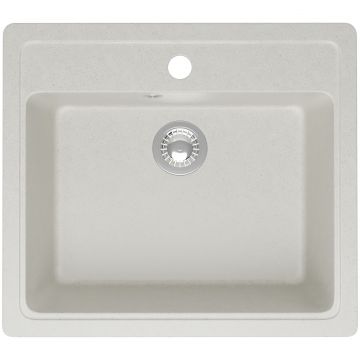 Мойка кухонная Домачи Болонья М-09-001 57x50, белая, встраиваемая сверху, искусственный мрамор, Domaci