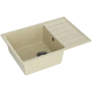 Мойка кухонная Домачи Палермо PR-600-002 60x42, бежевая, встраиваемая сверху, искусственный мрамор, Domaci