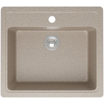 Мойка кухонная Домачи Болонья М-09-004 57x50, песочная, встраиваемая сверху, искусственный мрамор, Domaci