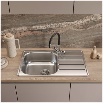 Мойка кухонная Домачи Равенна Ранд DGR 780*480 (6) L2TG 78x48, сталь, встраиваемая сверху, нержавеющая сталь, Domaci