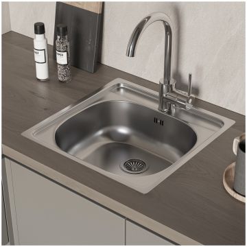Мойка кухонная Домачи Равенна Ссик DCL 480*480 (6) T 48x48, сталь, встраиваемая сверху, нержавеющая сталь, Domaci