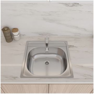Мойка кухонная Домачи Равенна Ссик DCL 480*480 (6) TG 48x48, сталь, встраиваемая сверху, нержавеющая сталь, Domaci