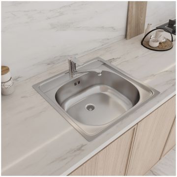 Мойка кухонная Домачи Равенна Ссик DCL 480*480 (6) TG 48x48, сталь, встраиваемая сверху, нержавеющая сталь, Domaci