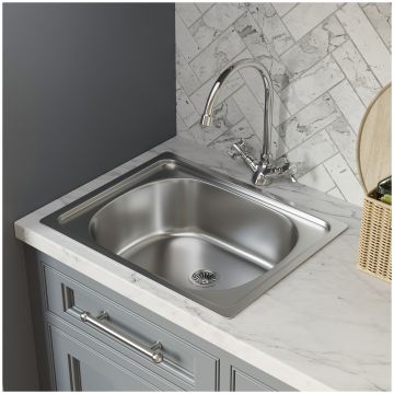 Мойка кухонная Домачи Равенна Ссик DCL 500*400 (5) 50x40, сталь, встраиваемая сверху, нержавеющая сталь, Domaci