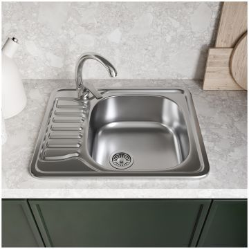 Мойка кухонная Домачи Равенна Форт DCO 580*480 (6) R1TG 58x48, сталь, встраиваемая сверху, нержавеющая сталь, Domaci