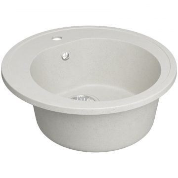 Мойка кухонная Домачи Болонья М-03-001 50x50, белая, встраиваемая сверху, искусственный мрамор, Domaci