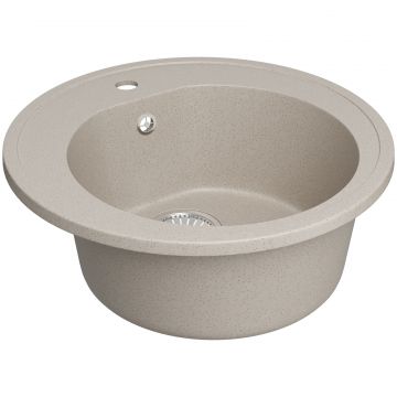 Мойка кухонная Домачи Болонья М-03-003 50x50, бежевая, встраиваемая сверху, искусственный мрамор, Domaci