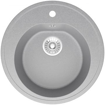 Мойка кухонная Домачи Болонья М-03-006 50x50, светло-серая, встраиваемая сверху, искусственный мрамор, Domaci