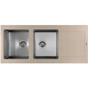 Мойка кухонная прямоугольная Флорентина (Florentina) Комби 1160 Песочная (21.415.E1160.107)