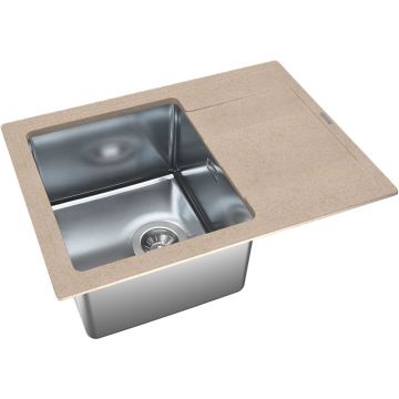Мойка кухонная прямоугольная Флорентина (Florentina) Комби 650 Песочная (21.390.B0650.107)