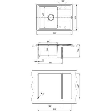 Мойка кухонная прямоугольная Флорентина (Florentina) Комби 650 Шампань (21.390.B0650.202)