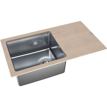 Мойка кухонная прямоугольная Флорентина (Florentina) Комби 860 Песочная (21.400.D0860.107)