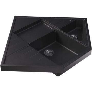 Мойка кухонная угловая Флорентина (Florentina) Бомбей Антрацит (20.375.J0900.302)