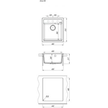 Мойка кухонная прямоугольная Флорентина (Florentina) Липси 460 Грей (20.280.B0460.305)