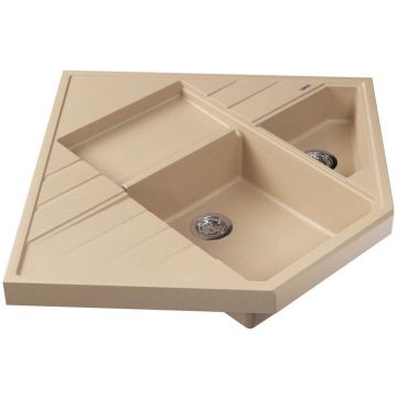 Мойка кухонная угловая Флорентина (Florentina) Бомбей Бежевая (20.375.J0900.104)