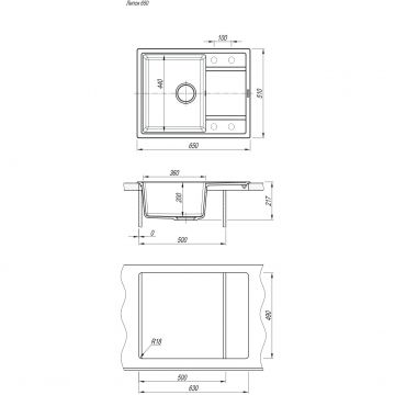 Мойка кухонная прямоугольная Флорентина (Florentina) Липси 650 Бежевая (20.125.C0650.104)