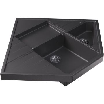 Мойка кухонная угловая Флорентина (Florentina) Бомбей Черная (20.375.J0900.102)