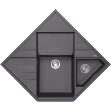 Мойка кухонная угловая Флорентина (Florentina) Бомбей Черная (20.375.J0900.102)