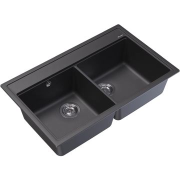 Мойка кухонная прямоугольная Флорентина (Florentina) Липси 820 Черная (20.370.E0820.102)