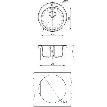 Мойка кухонная округлая Флорентина (Florentina) Никосия Черная (20.135.B0510.102)