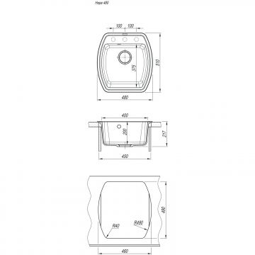 Мойка кухонная прямоугольная Флорентина (Florentina) Нире 480 Жасмин (20.190.B0480.201)