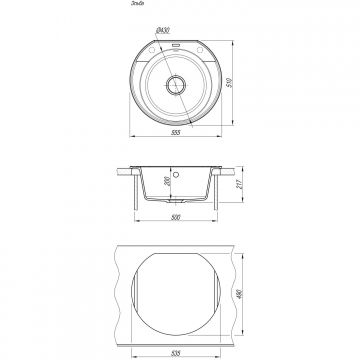 Мойка кухонная округлая Флорентина (Florentina) Эльба Черная (20.145.C0555.102)