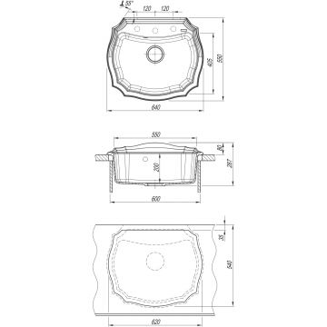 Мойка кухонная овальная Флорентина (Florentina) Эмилия 640 Шампань (20.355.D0640.202)
