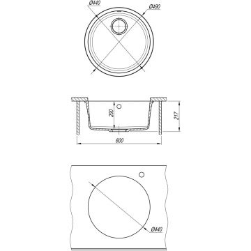 Мойка кухонная округлая Флорентина (Florentina) Вега Зеро Грей (22.425.D0440.305)