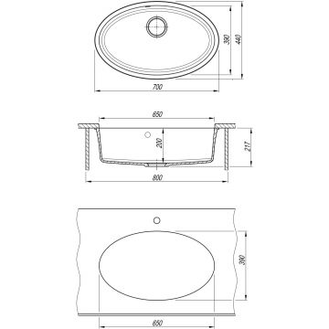Мойка кухонная овальная Флорентина (Florentina) Вега Овал Антрацит (22.430.E0650.302)