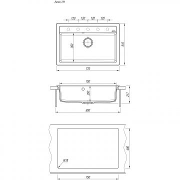 Мойка кухонная прямоугольная Флорентина (Florentina) Липси 770 Жасмин (20.440.E0770.201)