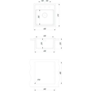 Мойка кухонная Прямоугольная Florentina (Флорентина) Комби 480 Шампань (21.455.B0480.202)