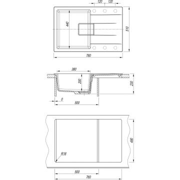 Мойка кухонная прямоугольная Florentina (Флорентина) Ривьера 780 Жасмин (20.480.C0780.201)