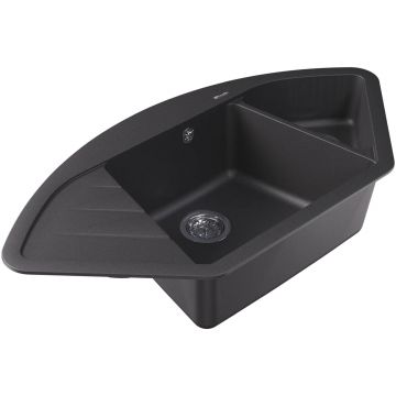 Мойка кухонная угловая Флорентина (Florentina) Веста Черная (20.285.E1005.102)