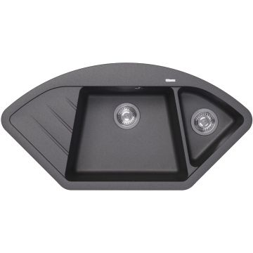 Мойка кухонная угловая Флорентина (Florentina) Веста Черная (20.285.E1005.102)