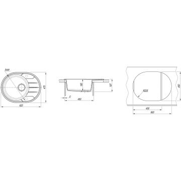 Мойка кухонная овальная Bamboo (Бамбу) Лиана 620 Дюна (29.020.B0620.402)
