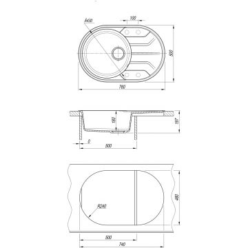Мойка кухонная овальная Bamboo (Бамбу) Лиана 760 Белый (29.020.C0760.401)
