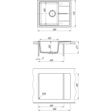 Мойка кухонная прямоугольная Dr. gans (Др. Ганс) Ника 580 Графит (25.070.B0580.411)